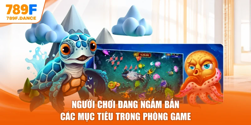 Người chơi đang ngắm bắn các mục tiêu trong phòng game